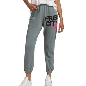 Life Nature Love FREE CITY Joggers Large Gray Pink lightweight Loungewear Cozy